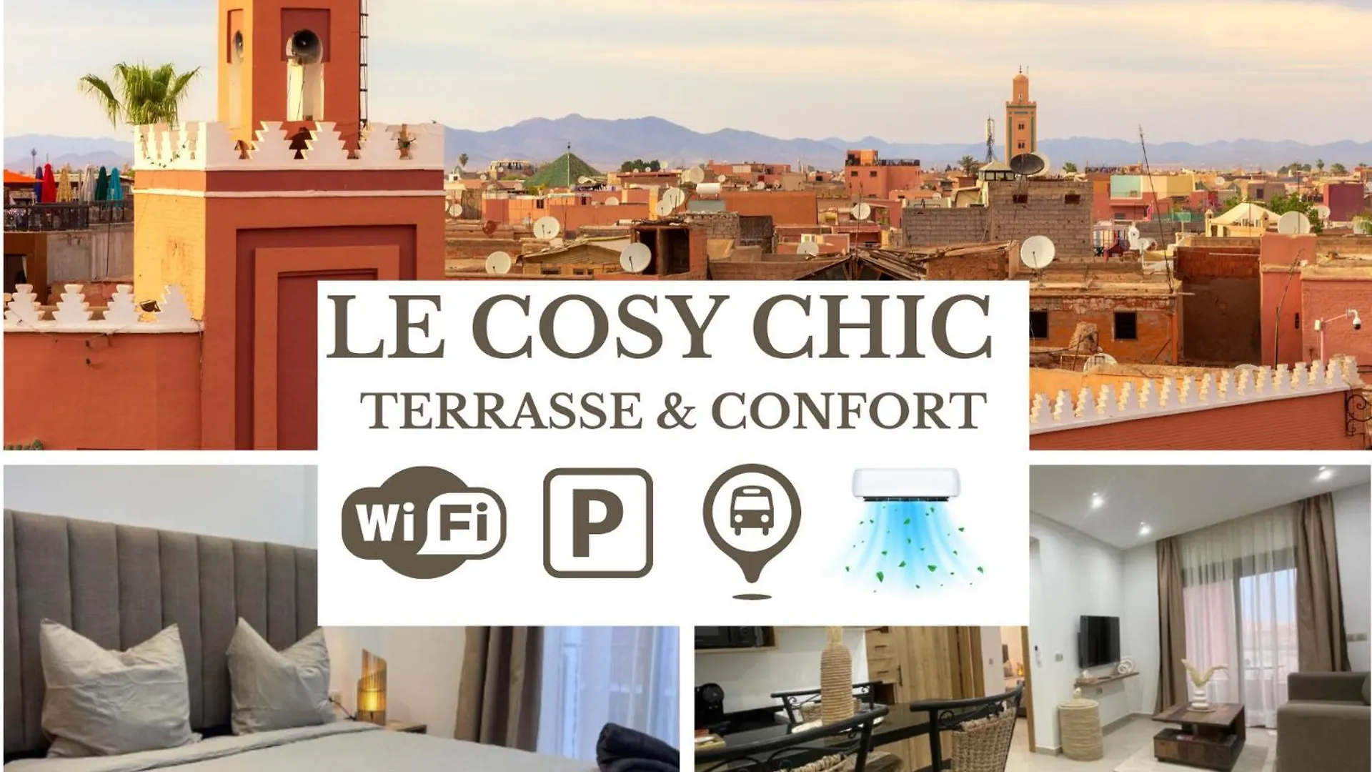Le Cosy Chic- Neuf - Modern & Chic - Terrasse Et Confort - Clim Parking Et Wifi Gratuit ! Gueliz Marrakesh